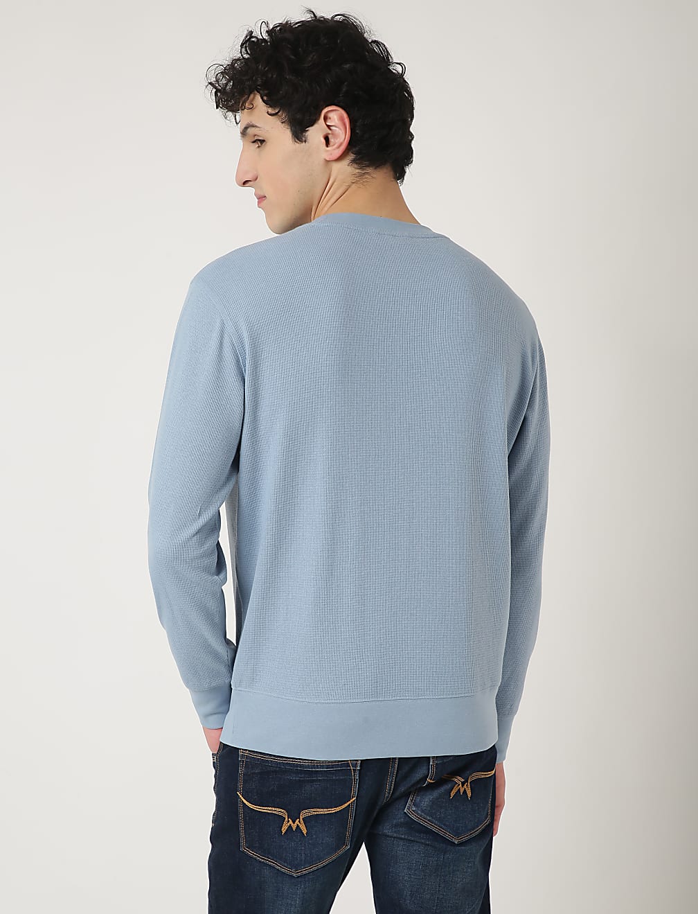 Cotton Mix Textured Crew Neck Sweatshirt