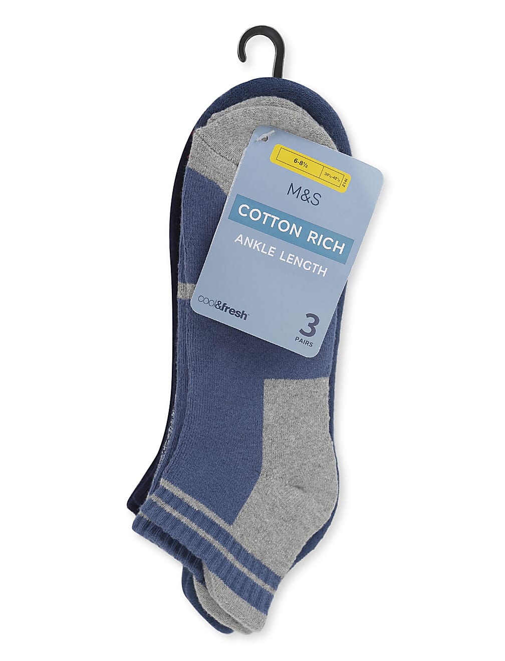 Pack of 3 Pair Cotton Mix Ankle Socks