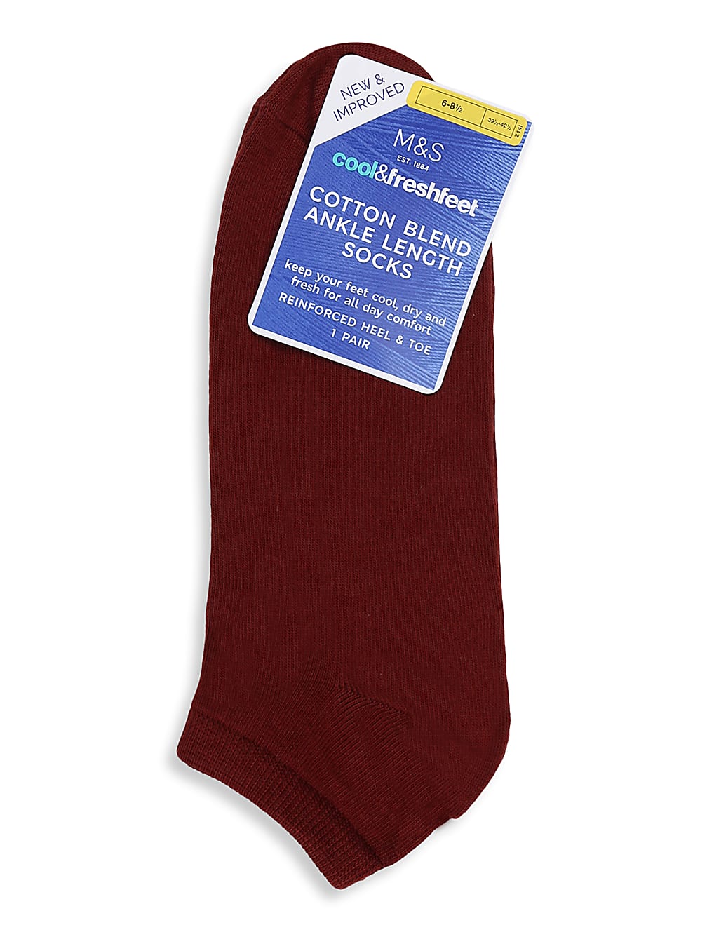 1Pk Solid Ankle High Socks
