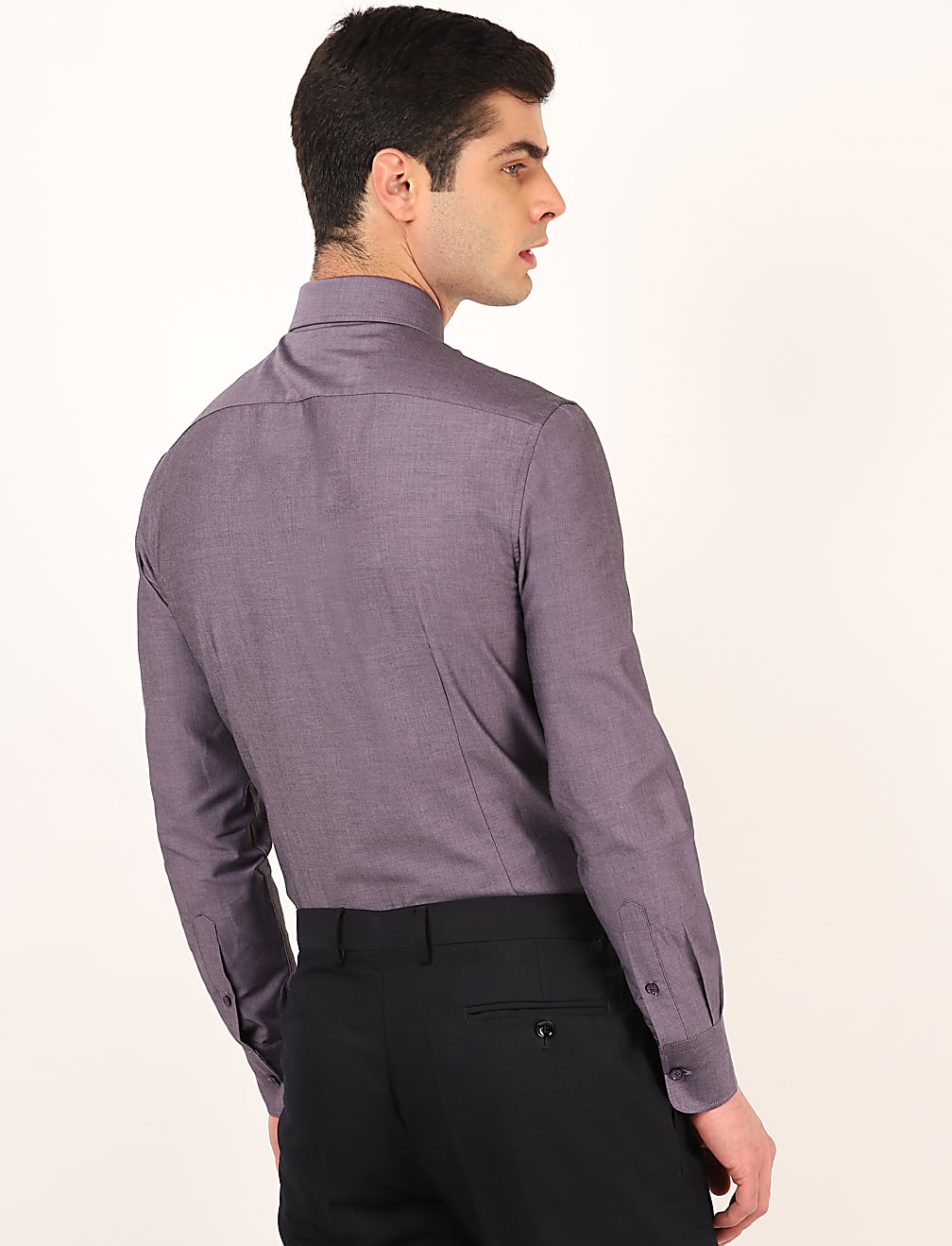 Pure Cotton Plain Spread Collar Shirt