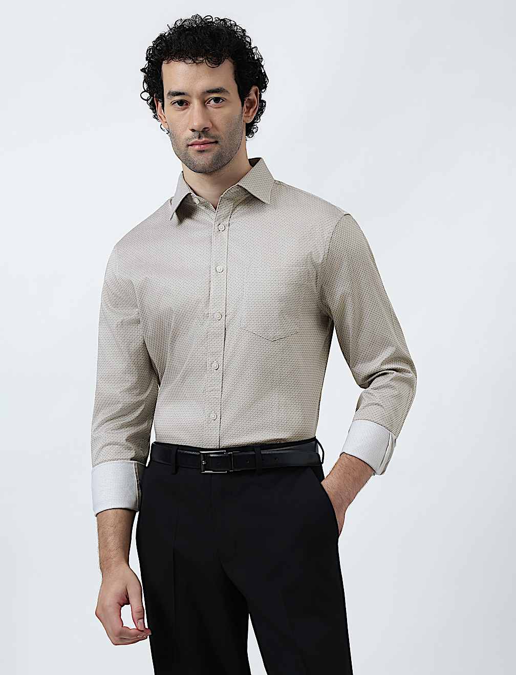 Cotton Rich Geometric Print Shirt