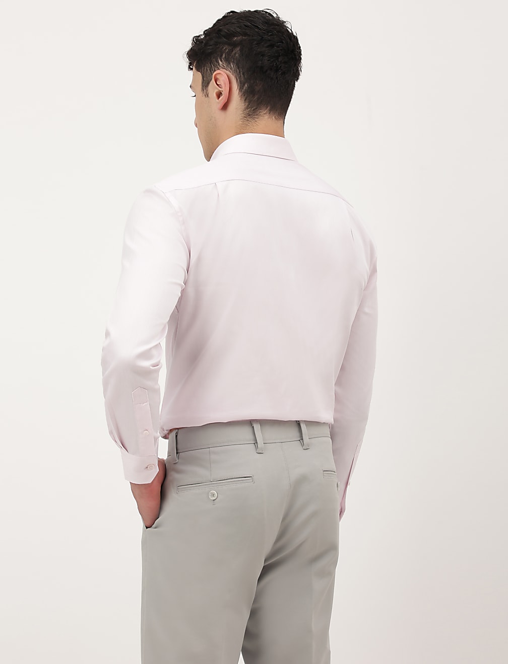Pure Cotton Plain Spread Collar Shirt