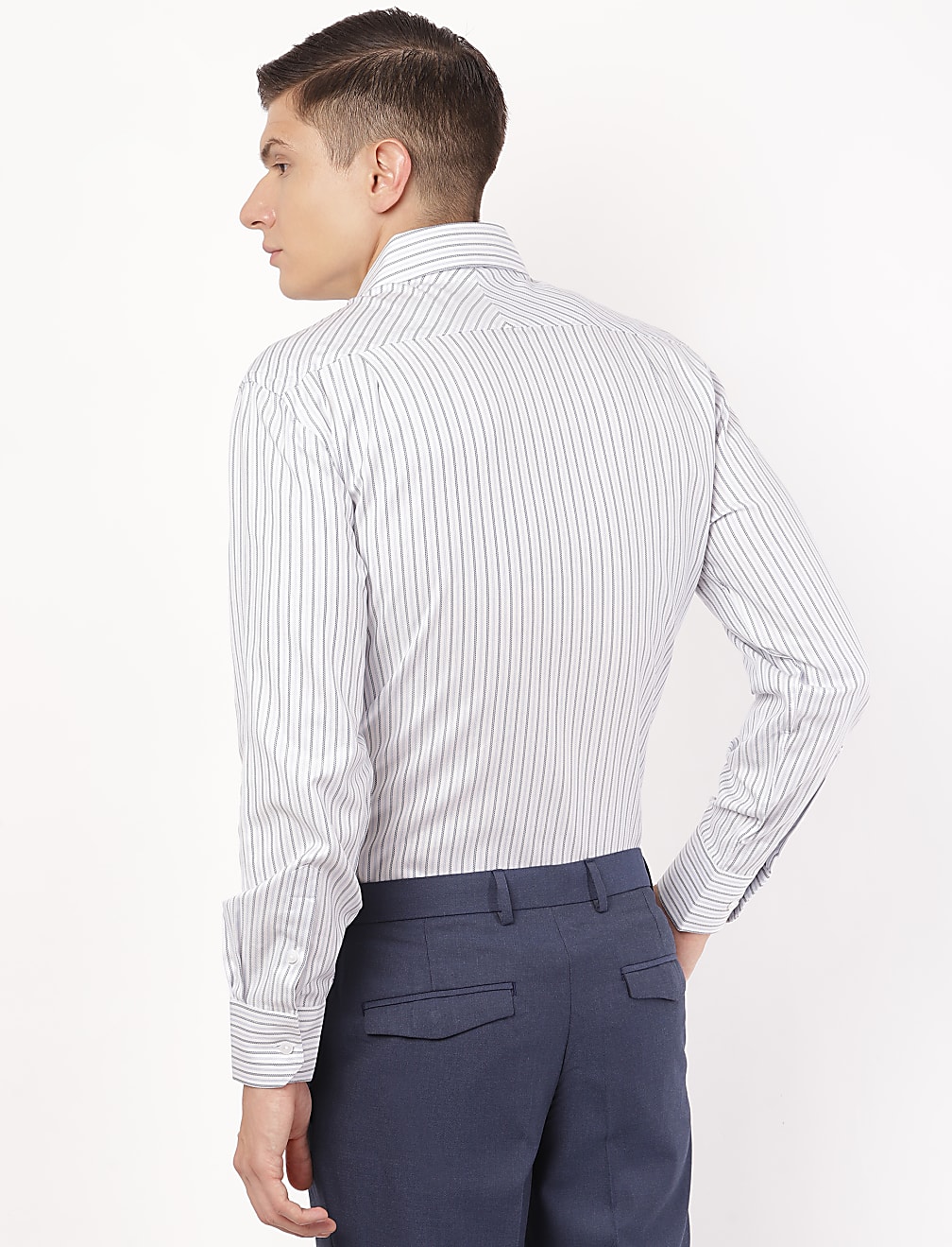 Pure Cotton Stripes Cut Away Collar Shirt