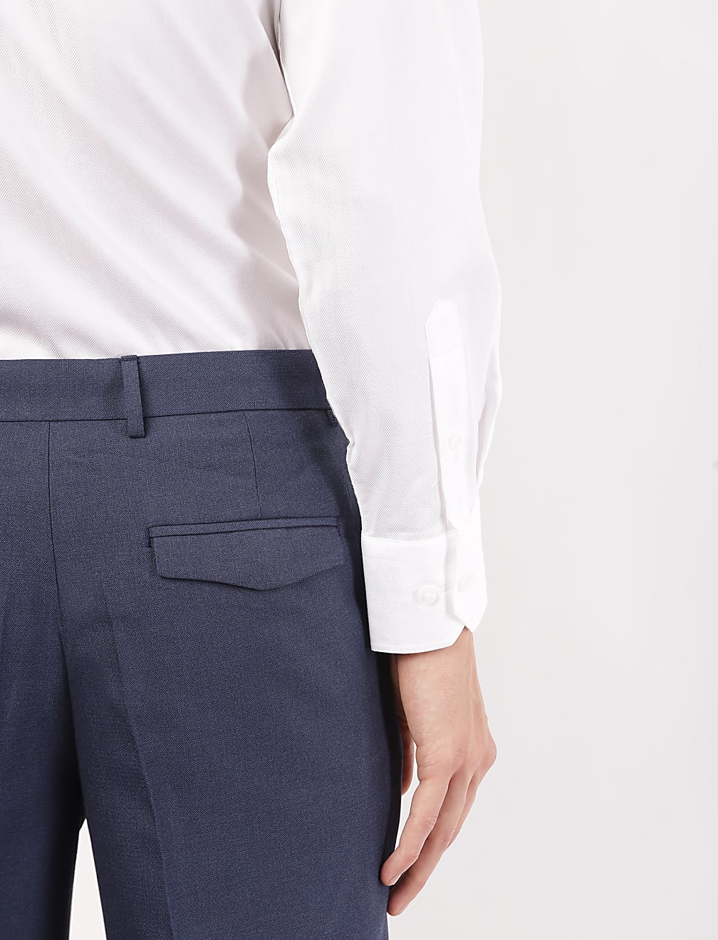 Pure Cotton Self Design Cut Away Collar Shirt