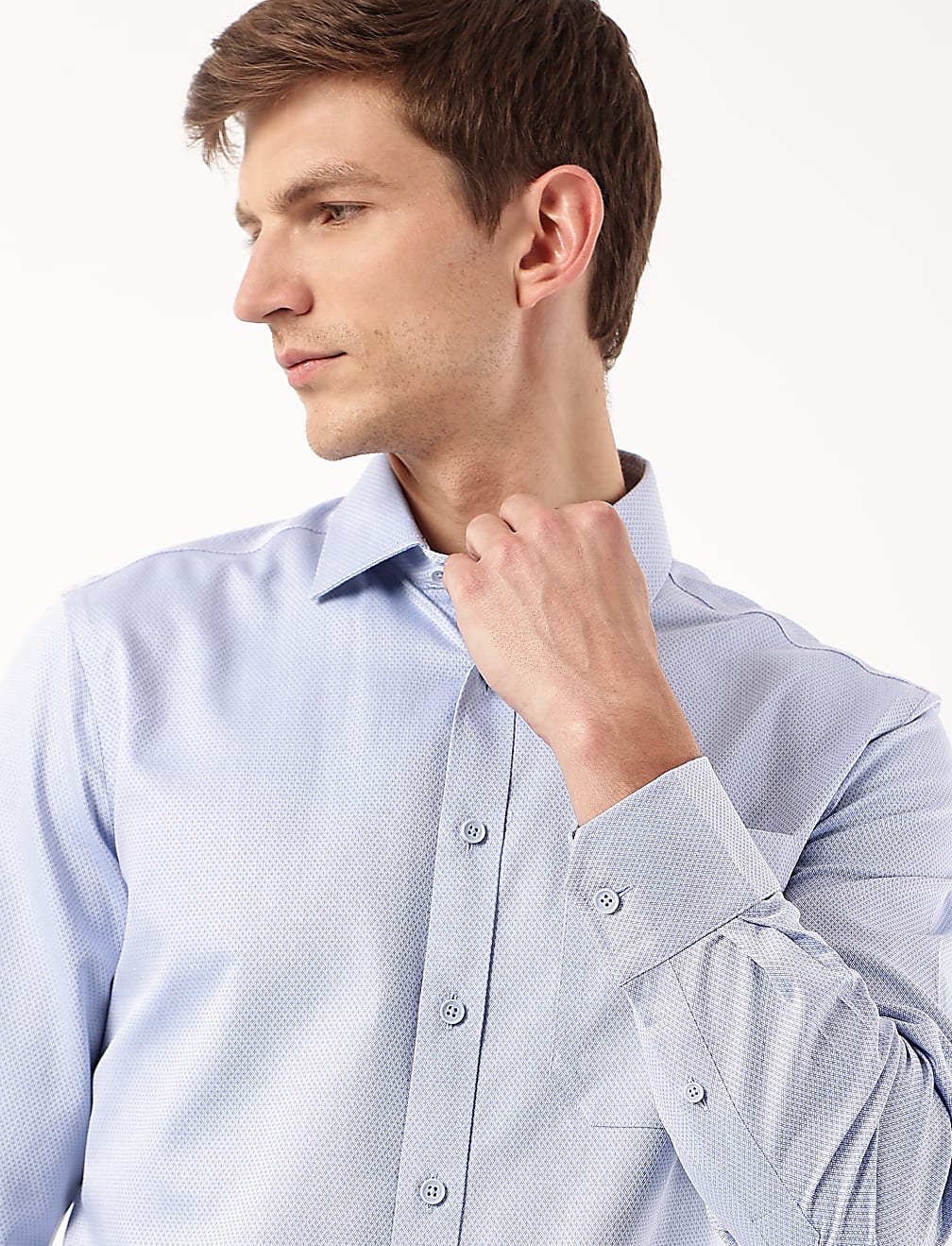 Pure Cotton Geometric Spread Collar Shirt