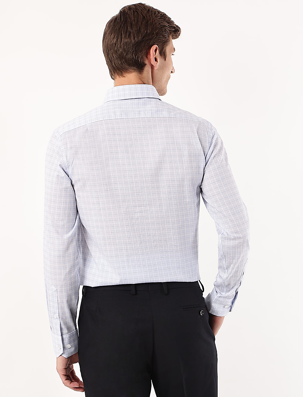 Pure Cotton Checked Spread Collar Shirt