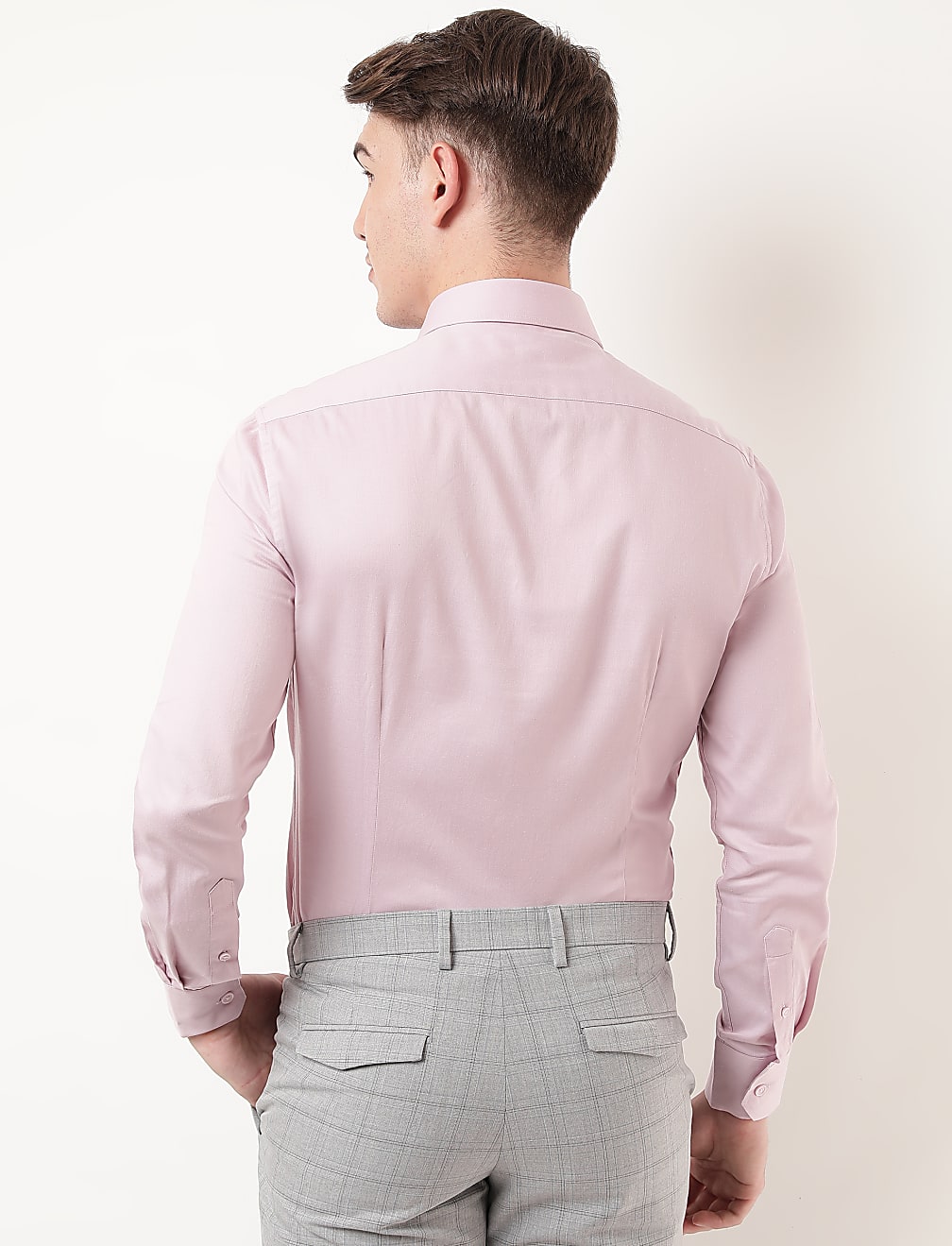 Pure Cotton Plain Spread Collar Shirt