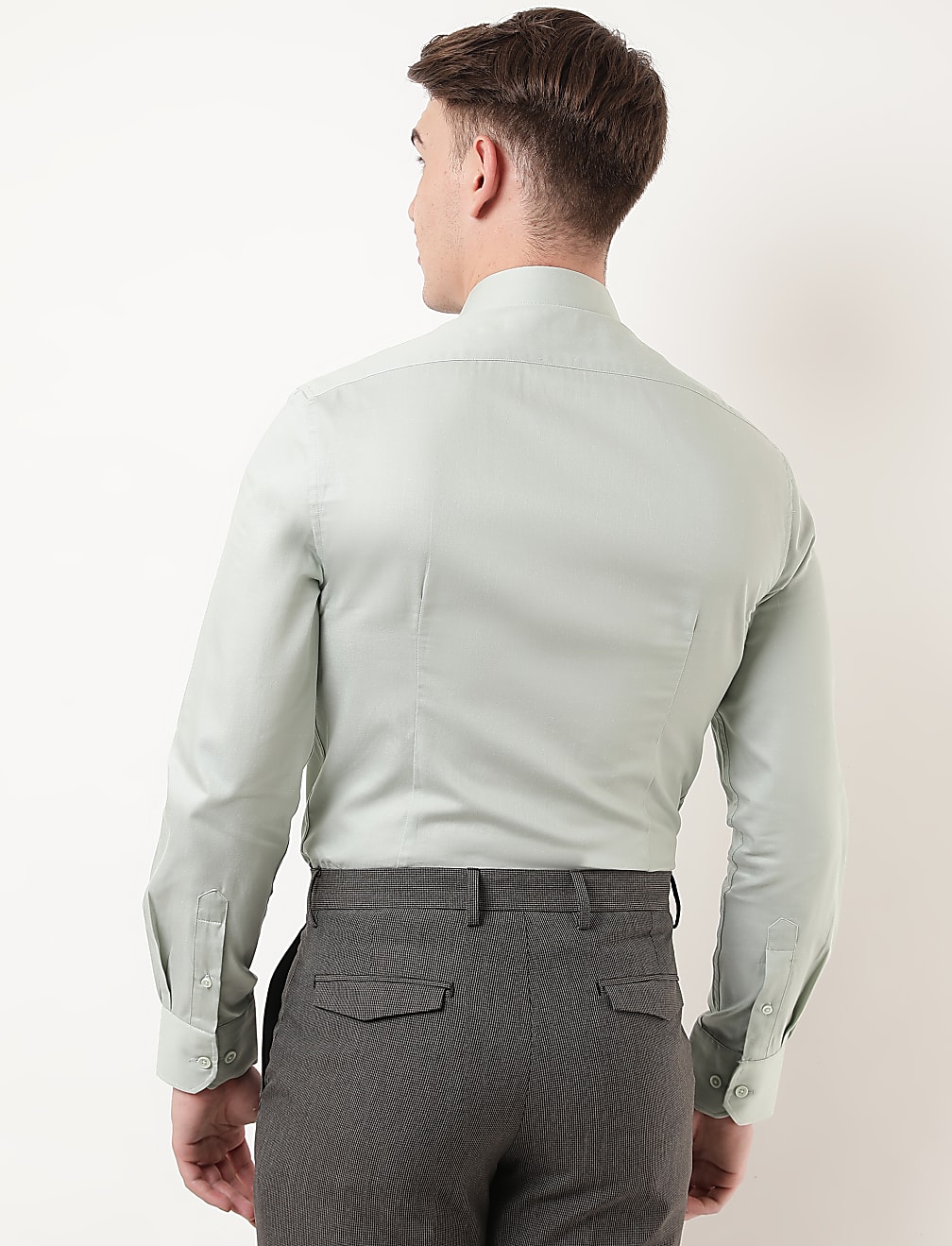 Pure Cotton Plain Spread Collar Shirt