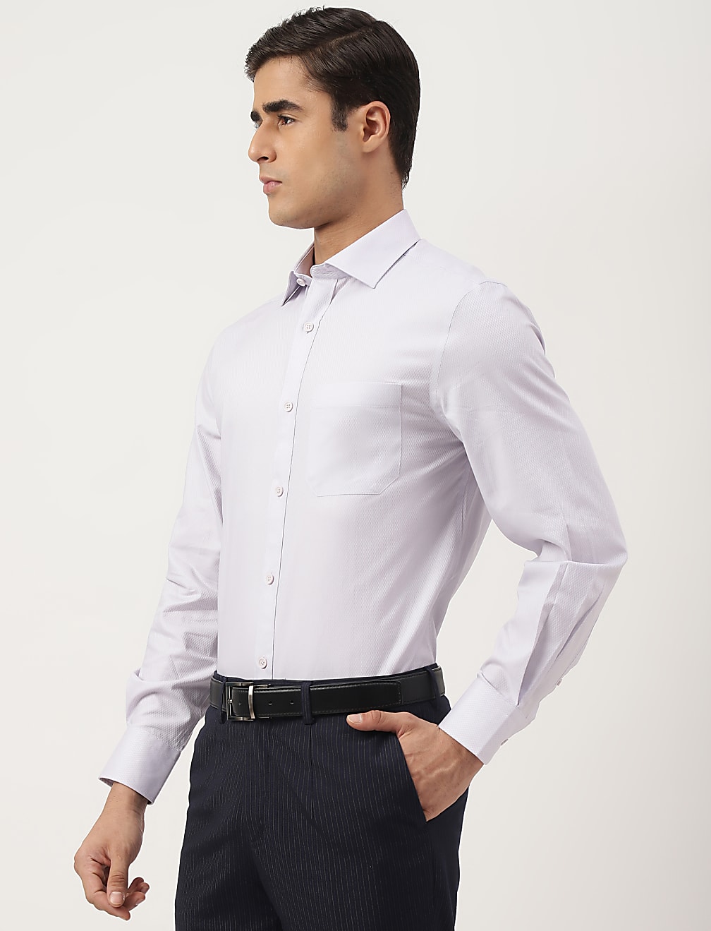 Pure Cotton Textured Spread Collar Shirt