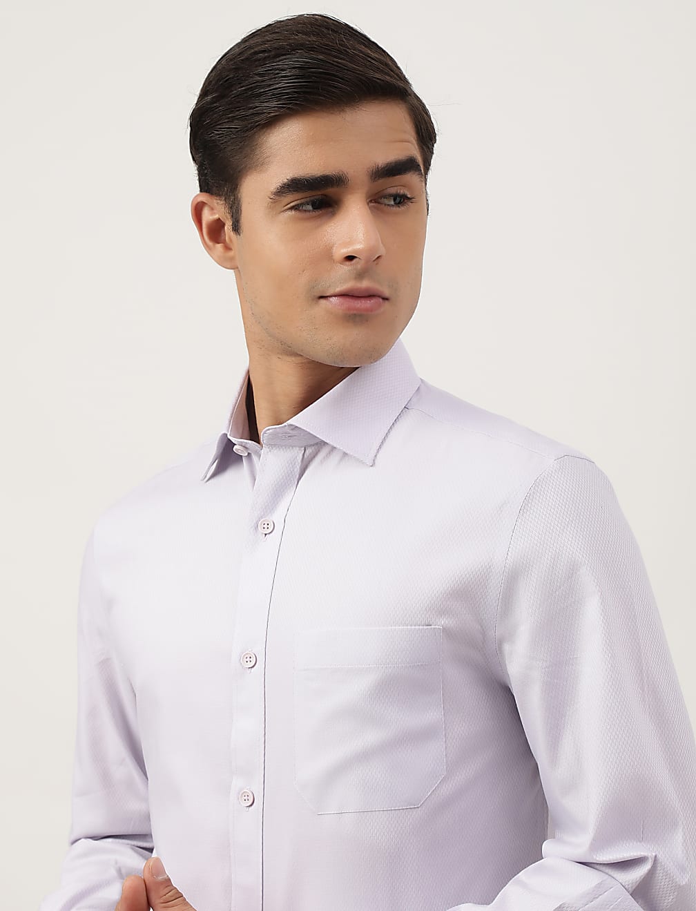 Pure Cotton Textured Spread Collar Shirt