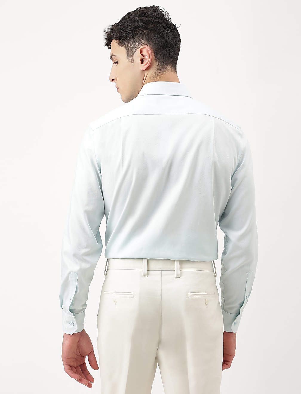 Pure Cotton Dobby Spread Collar Shirt