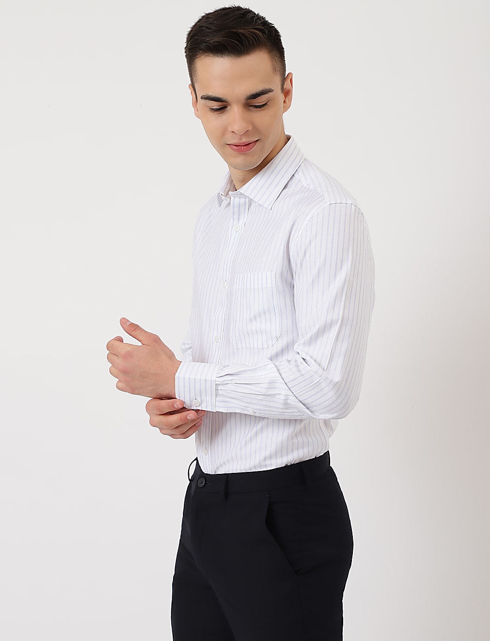 Pure Cotton Striped Collared Formal Shirt