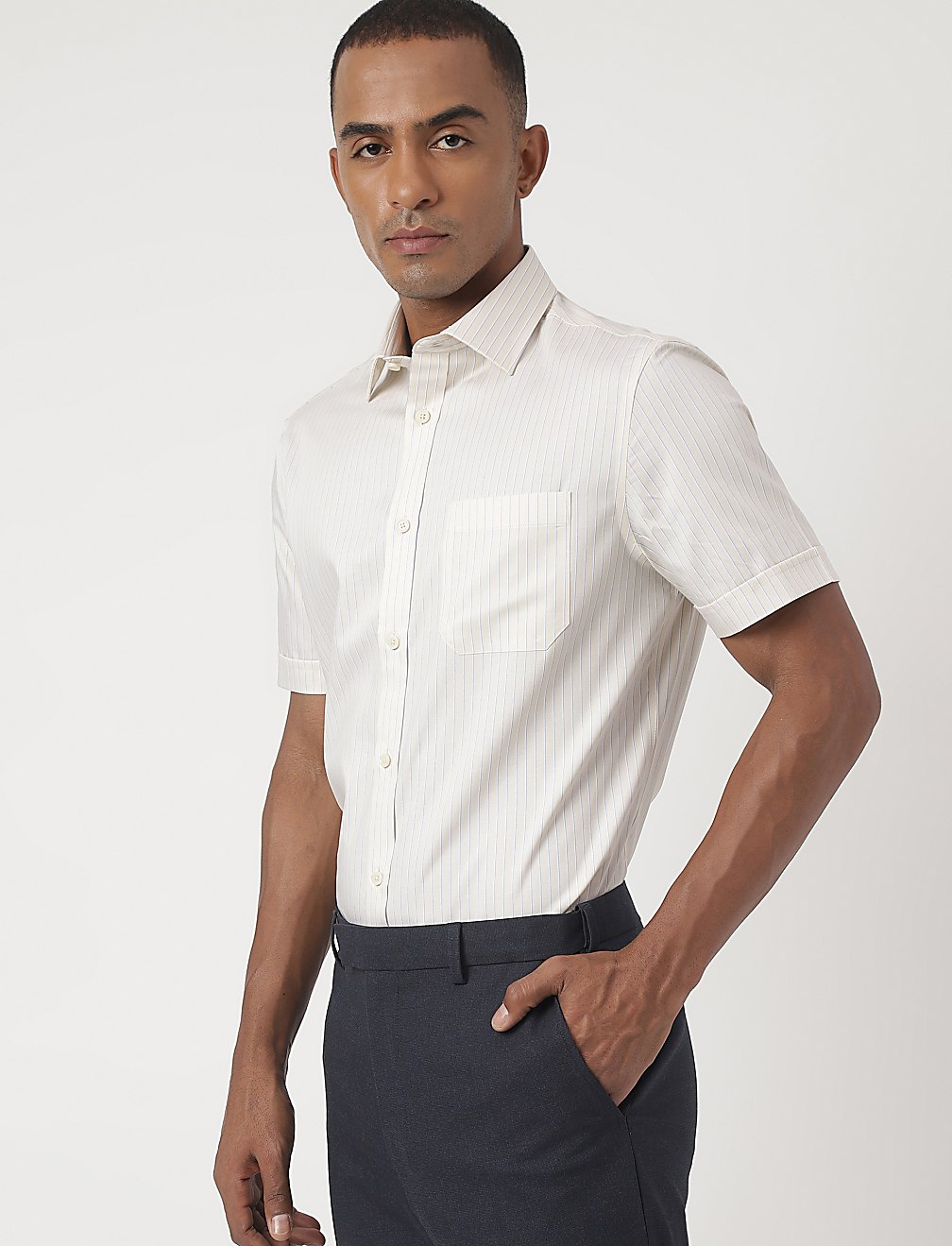 Pure Cotton Striped Half Sleeve Shirt