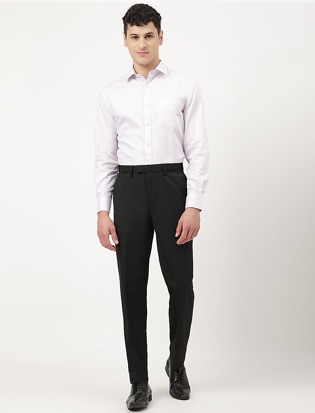 Pure Cotton Dobby Spread Collar Shirt