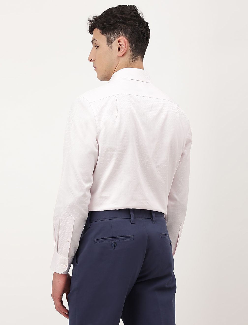 Pure Cotton Dobby Spread Collar Shirt