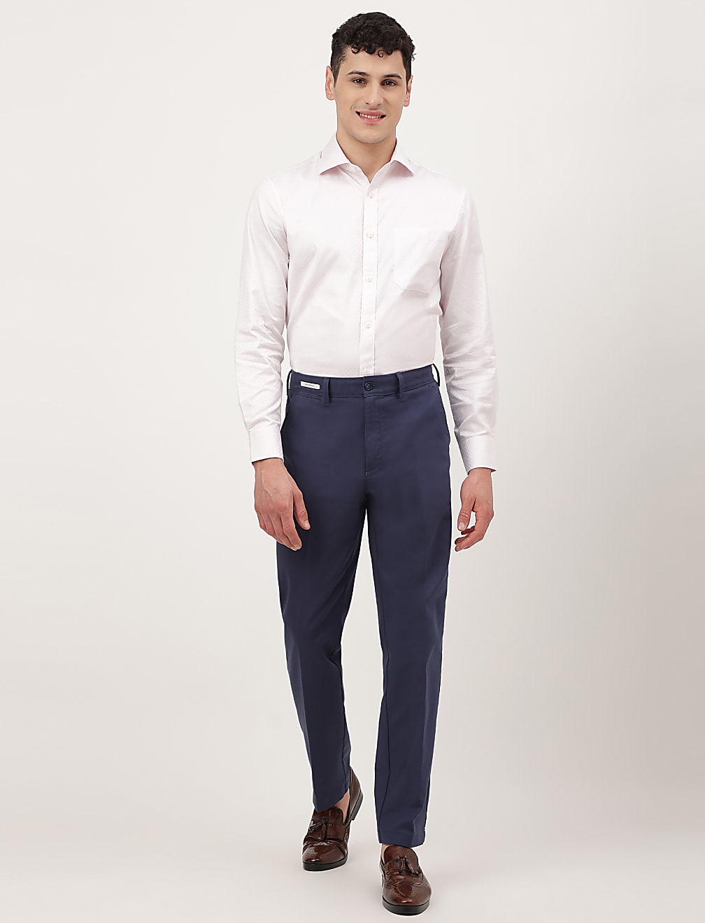Pure Cotton Dobby Spread Collar Shirt