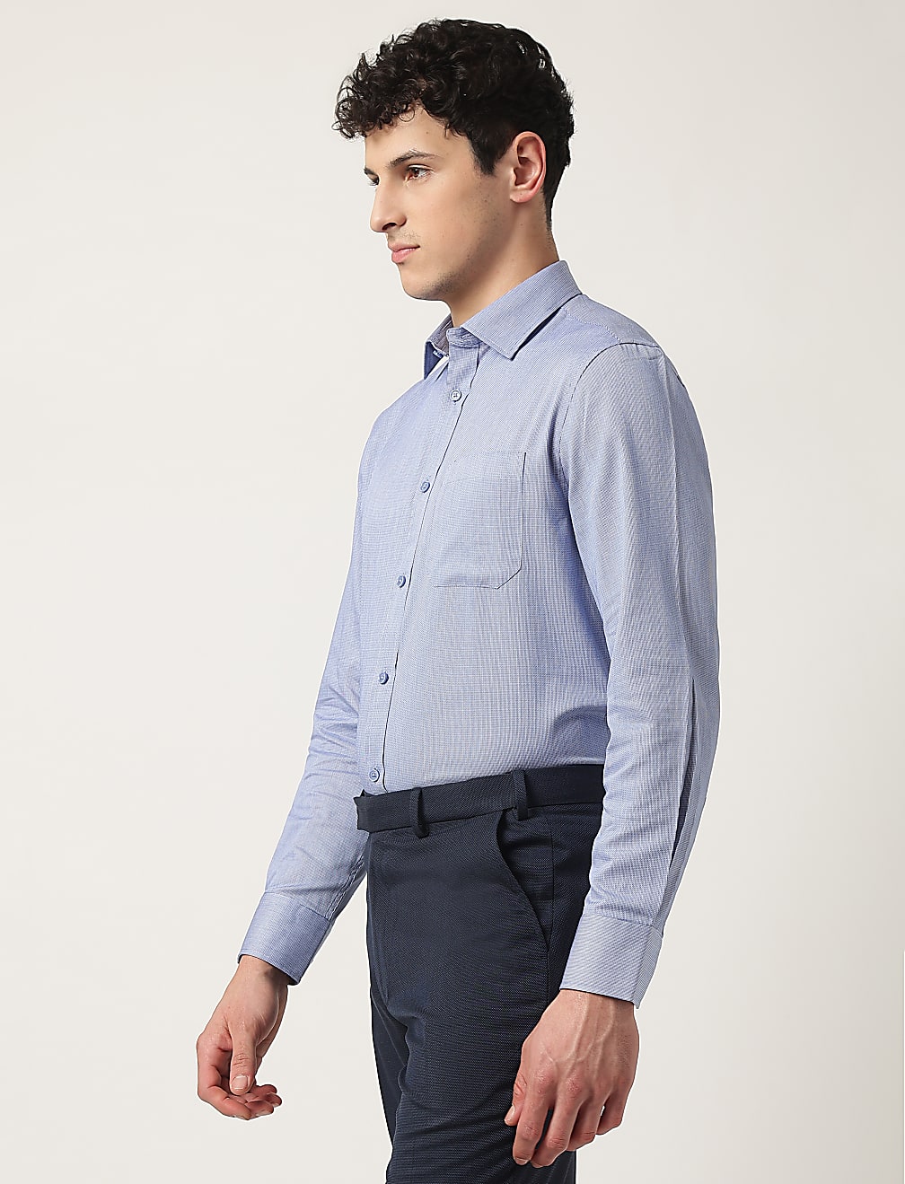 Pure Cotton Textured Classic Collar Shirt