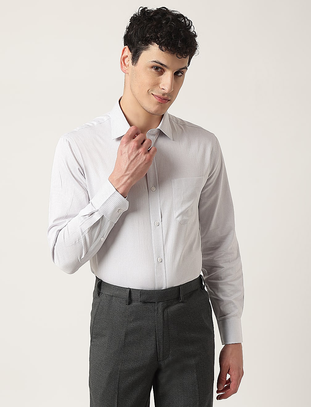 Pure Cotton Check Classic Collar Shirt