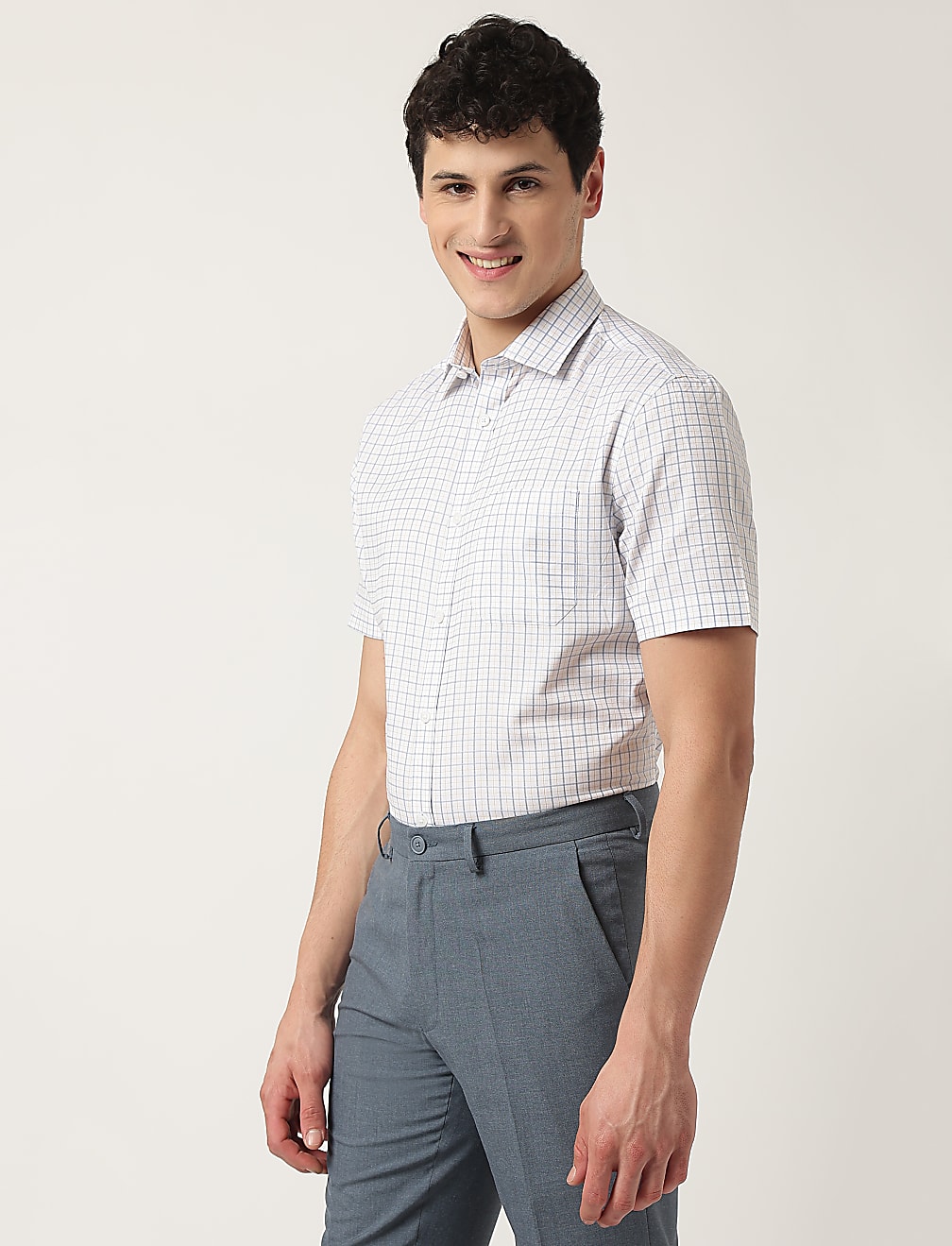 Pure Cotton Check Classic Collar Shirt