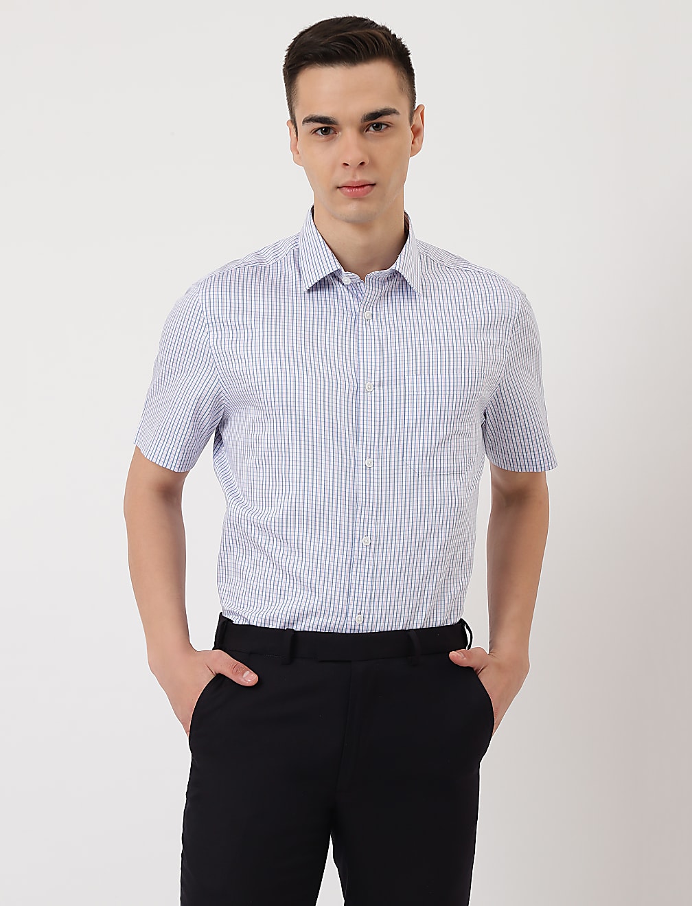 Pure Cotton Check Classic Collar Shirt