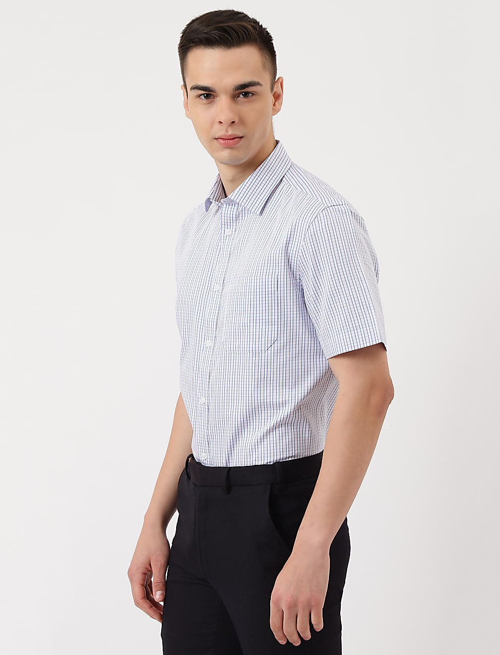 Pure Cotton Check Classic Collar Shirt