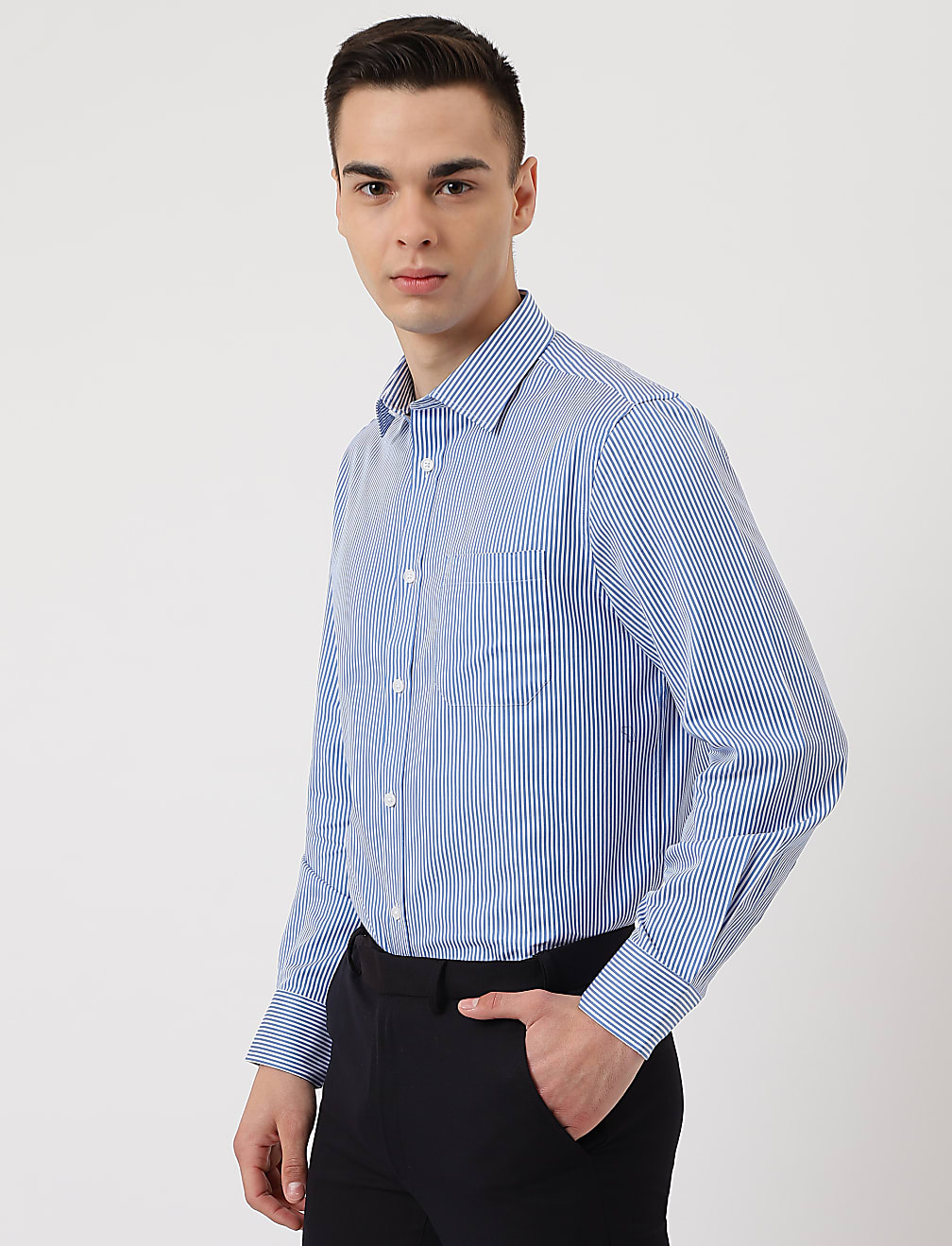 Pure Cotton Striped Classic Collar Shirt