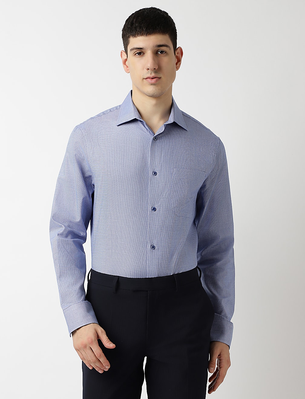 Pure Cotton Textured Spread Collar Shirt