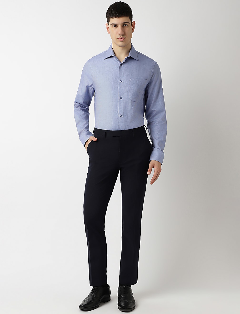 Pure Cotton Textured Spread Collar Shirt