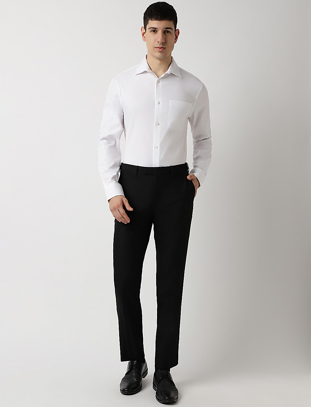 Slim Fit Cotton Rich Spread Collar Shirt