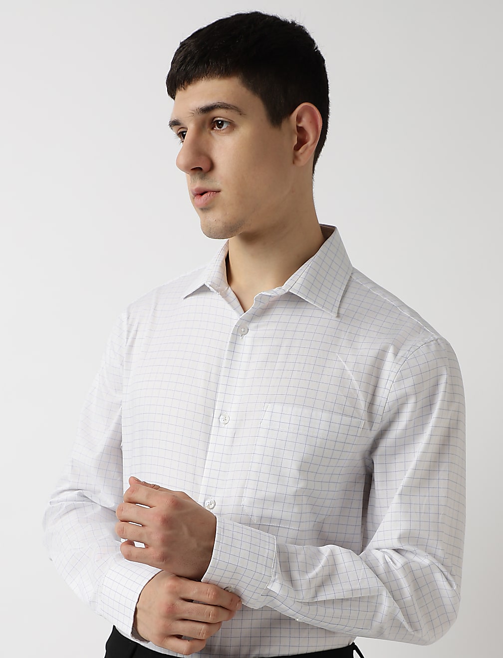 Pure Cotton Checks Spread Collar Shirt