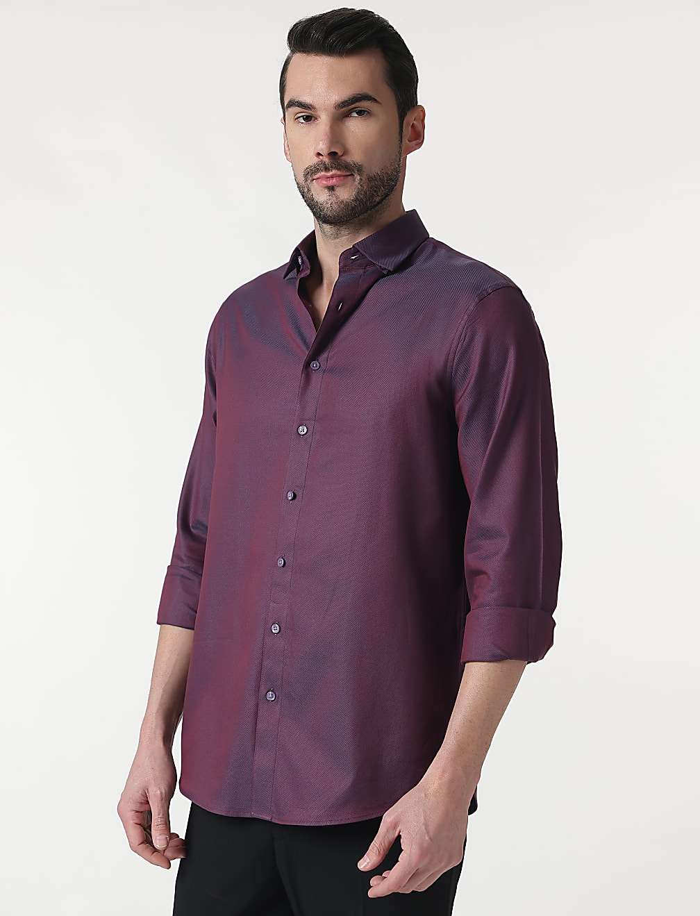 Pure Cotton Self Design Full Sleeves Shirt