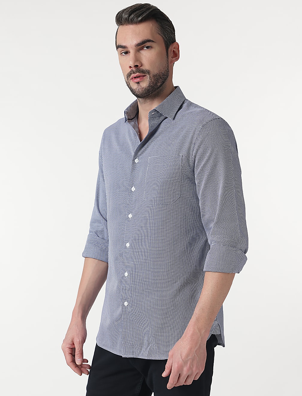 Pure Cotton Self Design Full Sleeves Shirt