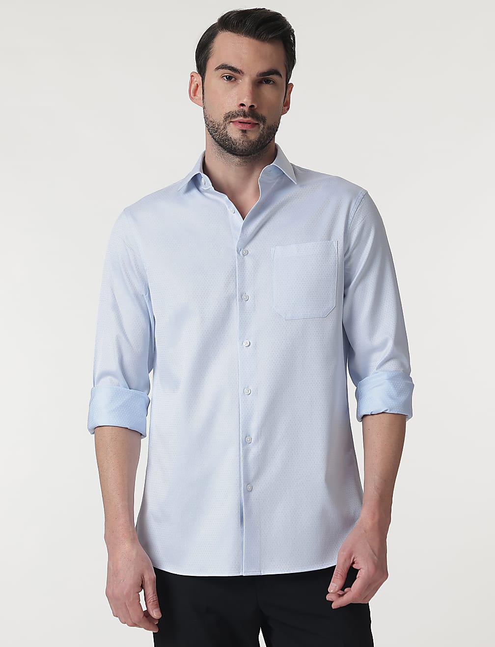 Pure Cotton Self Design Full Sleeves Shirt