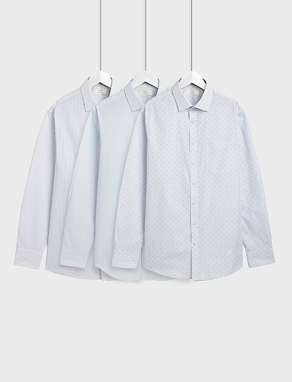 3pk Easy Iron Spread Collar Shirts