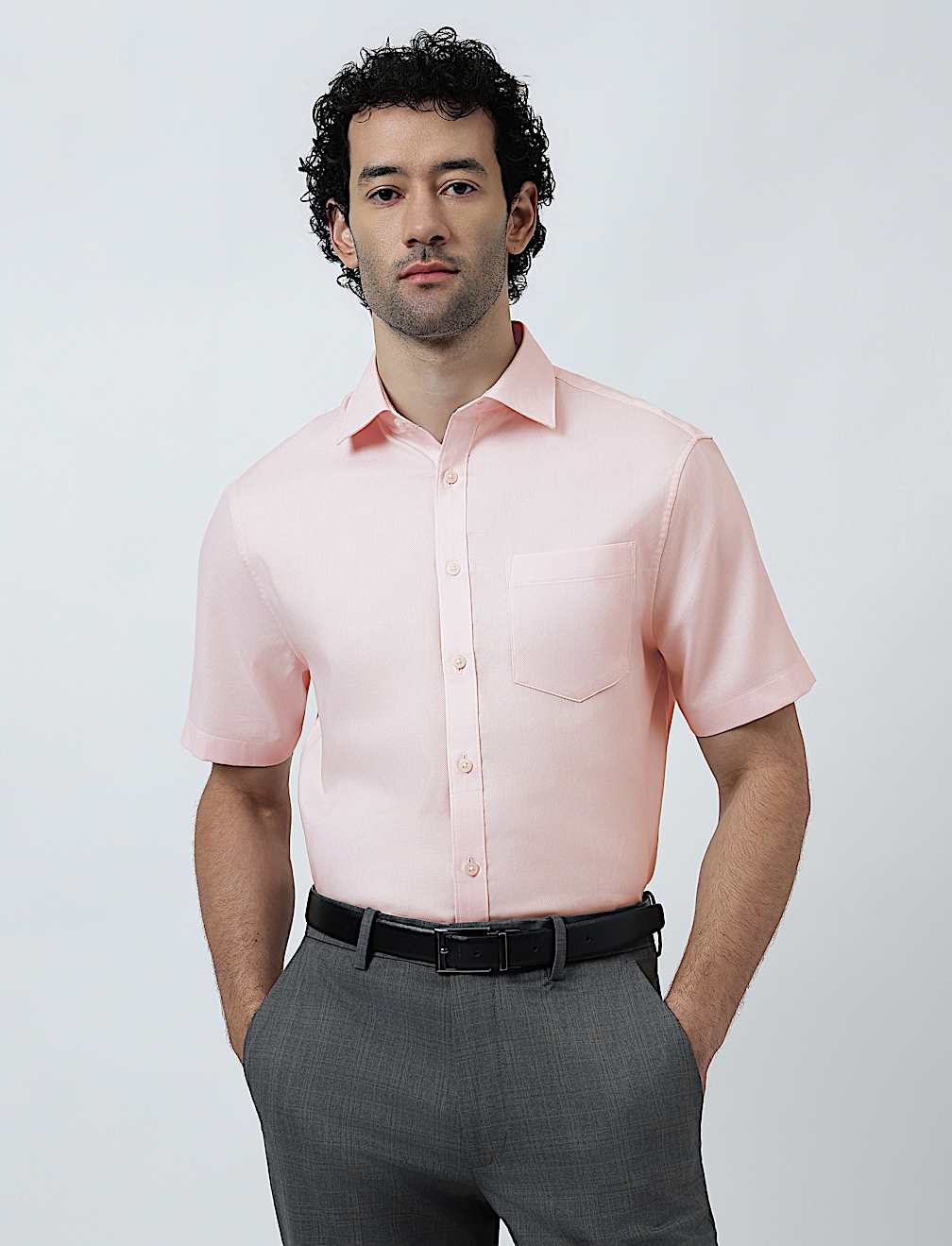 Pure Cotton Textured Short Sleeve Shirt