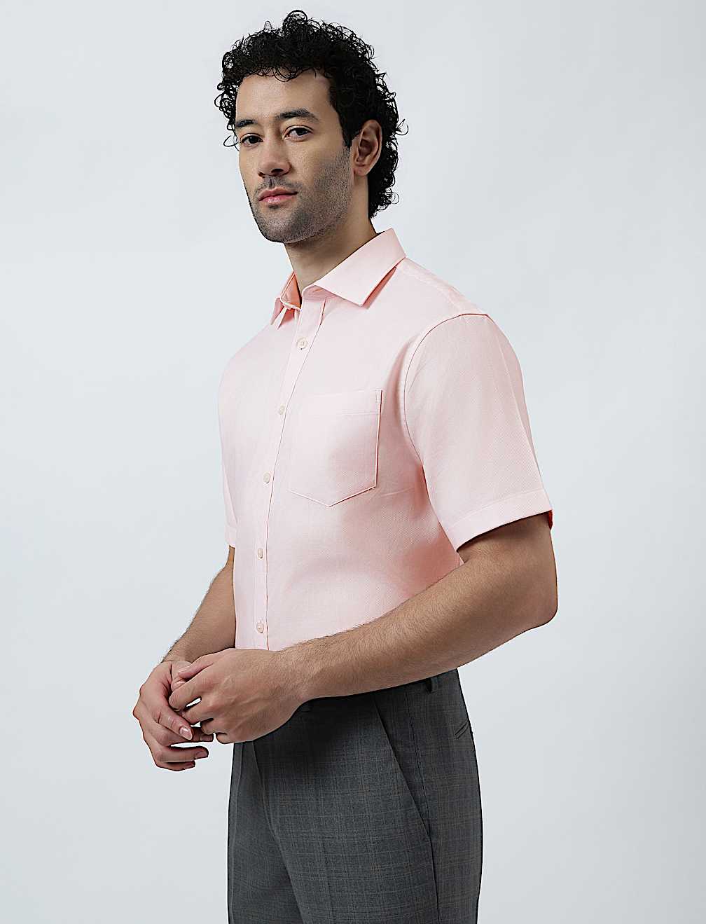 Pure Cotton Textured Short Sleeve Shirt