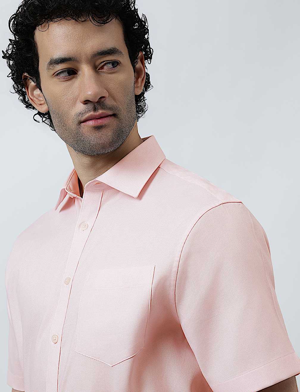 Pure Cotton Textured Short Sleeve Shirt