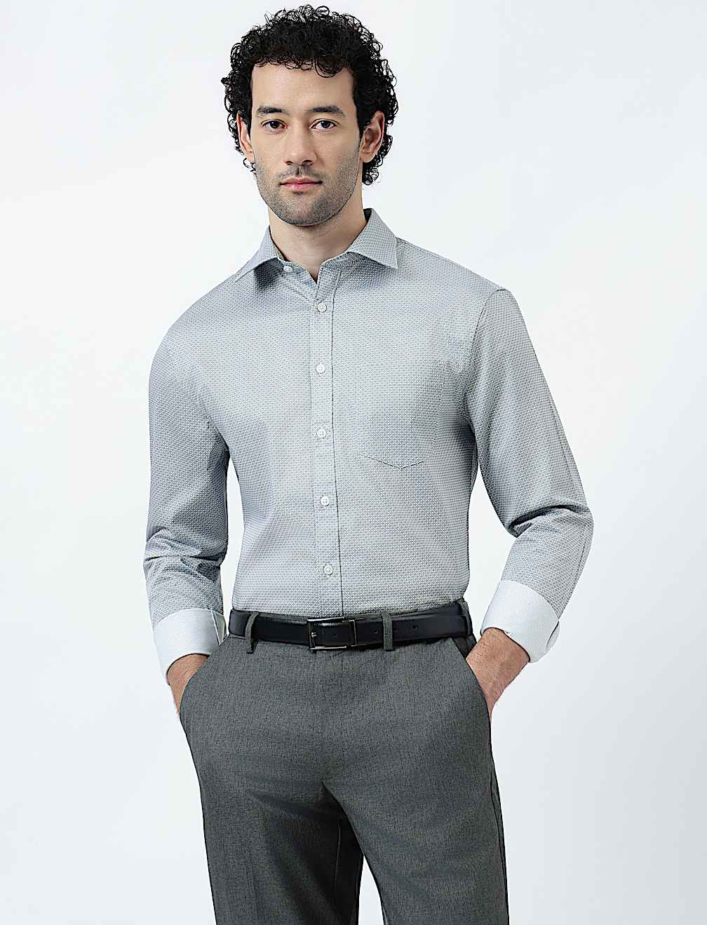 Cotton Rich Geometric Print Shirt