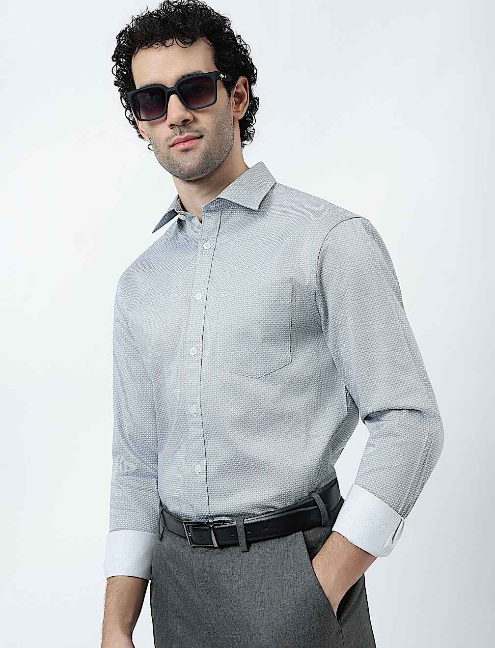 Cotton Rich Geometric Print Shirt