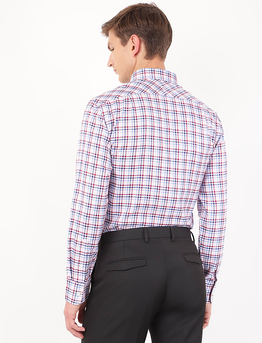 Pure Cotton Checks Spread Collar Shirt