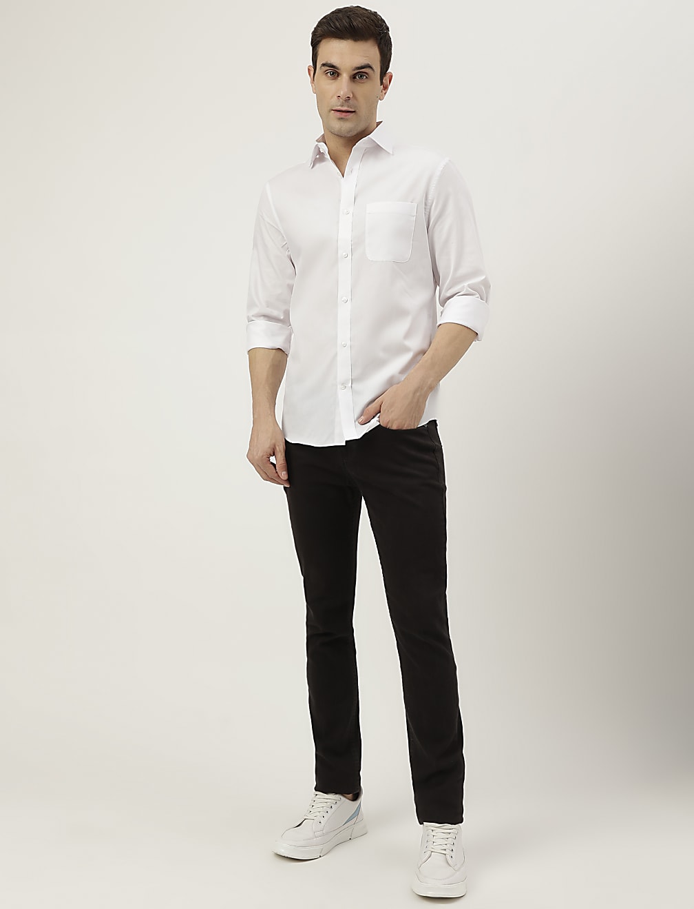 Plain Spread Collar Shirt