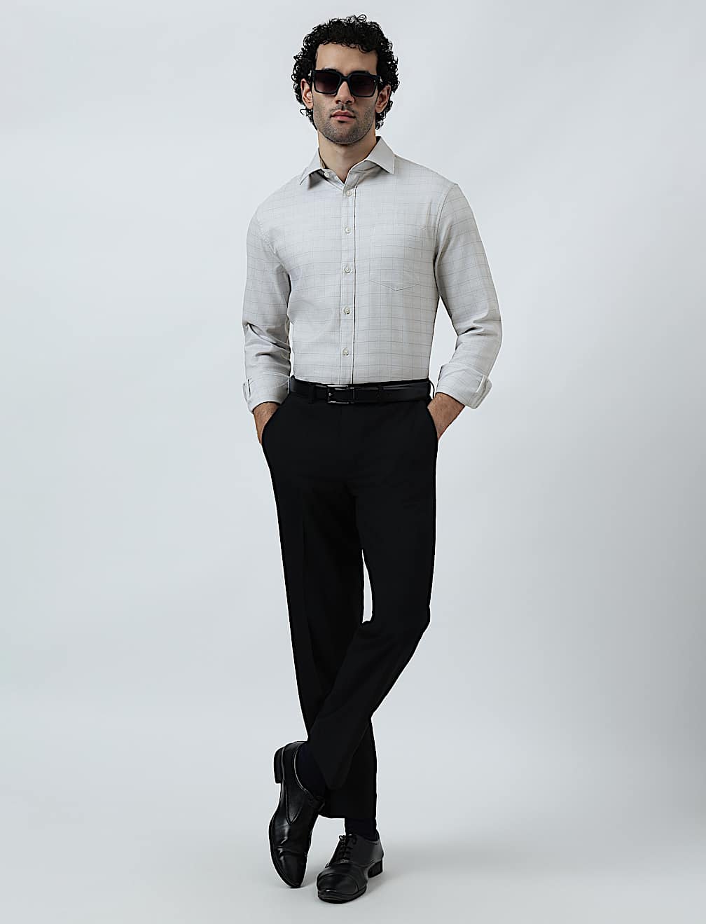 Cotton Rich Windowpane Check Shirt