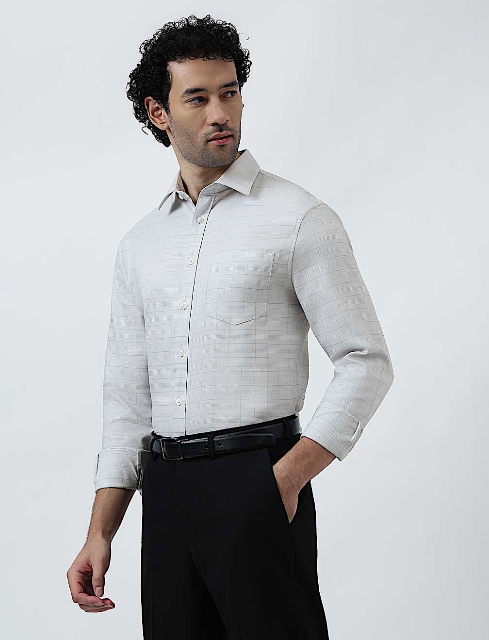 Cotton Rich Windowpane Check Shirt
