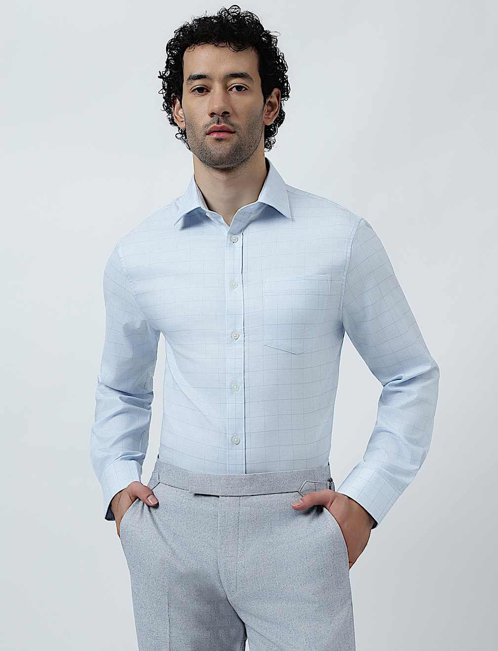 Cotton Rich Windowpane Check Shirt