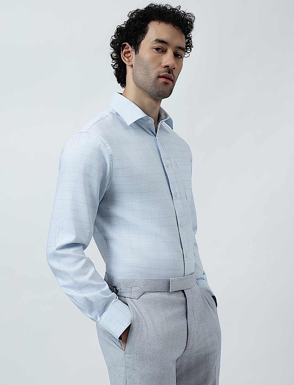 Cotton Rich Windowpane Check Shirt