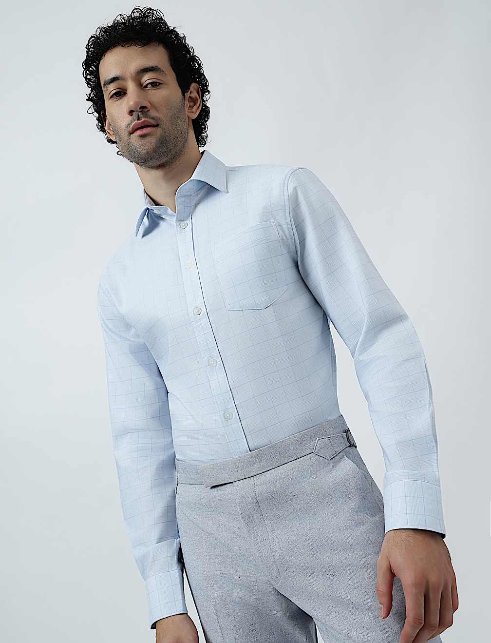 Cotton Rich Windowpane Check Shirt
