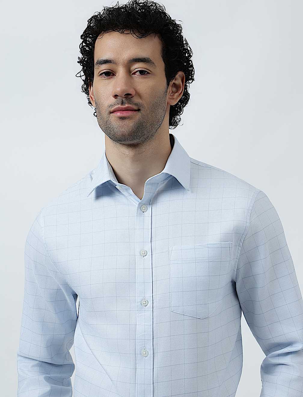 Cotton Rich Windowpane Check Shirt