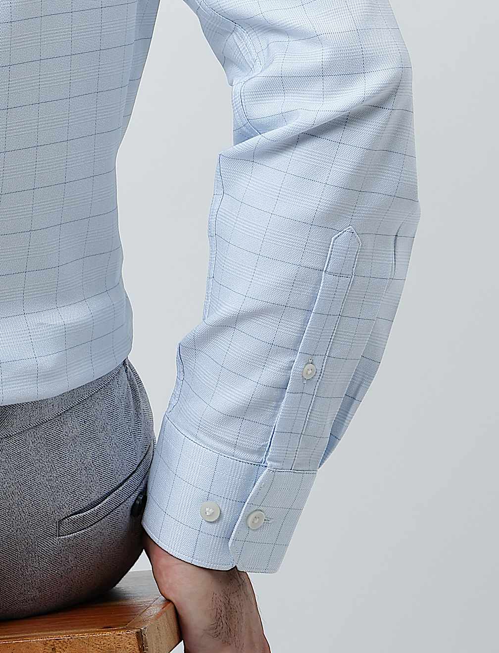 Cotton Rich Windowpane Check Shirt