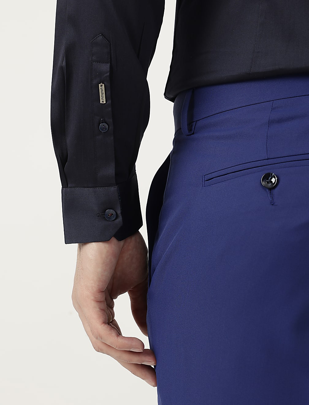 Cotton Mix Plain Spread Collar Shirt