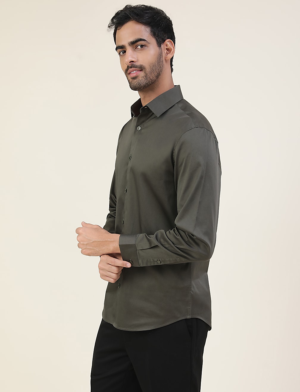 Cotton Slim Fit Solid Full Sleeves Shirt
